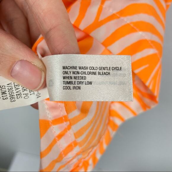 GAP | Neon Orange Tropical Leaf Print Sheer Pocket Sleeveless Tank - Picture 8 of 8